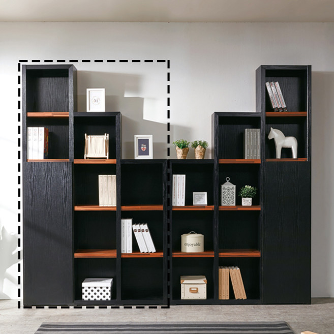 블랑누보 책수납장 높은 문있는 도어 수납형 만화 DIY 거실 책장 1200, 5단도어형(좌측)_블랙멀바우