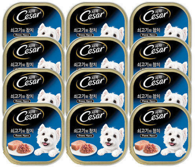 시저, 12개, 100g, 쇠고기와 참치