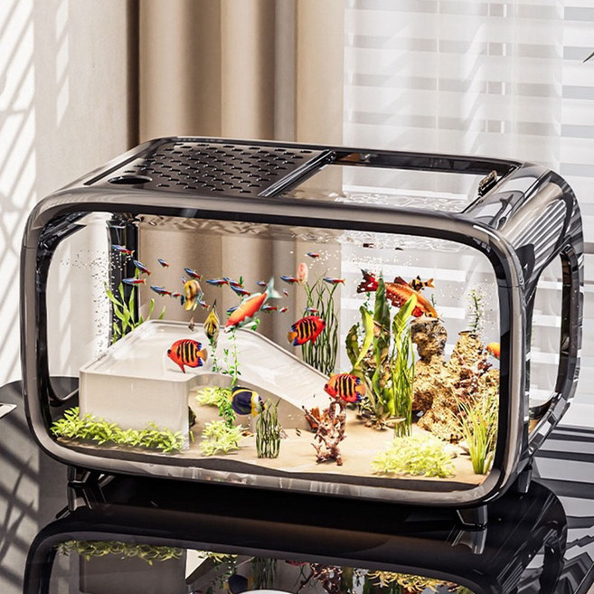 HAM 안깨지는 신소재 어항 작은 수족관, 블랙, 1개