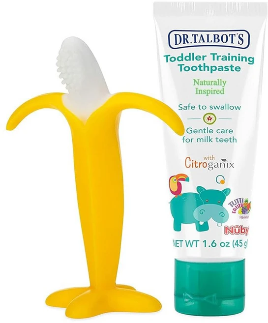 시트로가닉스에서 자연스럽게 영감을 받은 닥터 탈봇의 트레이닝 칫솔 블루/그린 1 6온스, 3 Yellow Banana Toothbrush + T, 1개 - 쿠팡