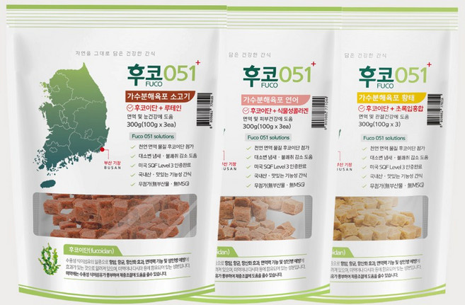 후코051 가수분해 육포 소고기맛/연어맛/황태맛 300g 저알러지 후코이단 항산화 강아지 간식, 1개, 소고기