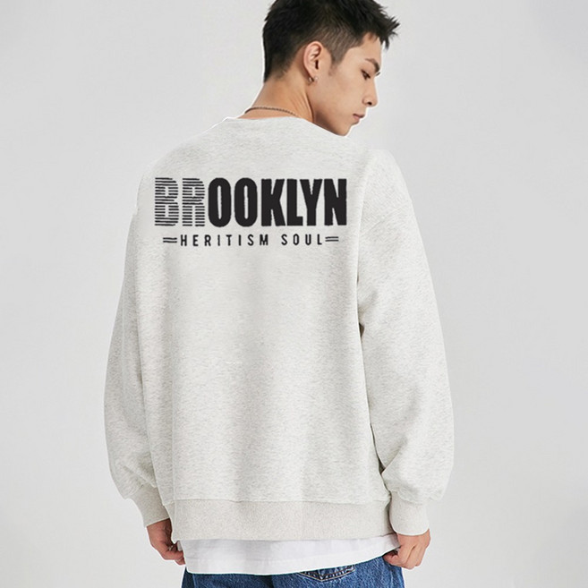 오버핏 특양면 맨투맨 M-3XL_남녀공용 빅사이즈 티셔츠 브루클린