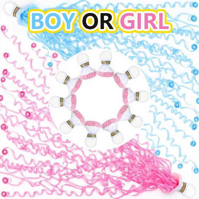 제이하이 베이비샤워 파티 성별공개 안전한 던지는 줄폭죽, 4매, 핑크+블루