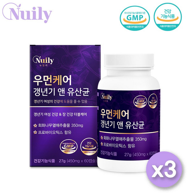 우먼케어 갱년기 앤 유산균, 3개, 60정