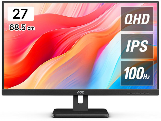 알파스캔 AOC Q27E3S2 QHD IPS 100 시력보호 무결점 27인치 사무용 컴퓨터 가성비 100Hz 모니터, 27cm
