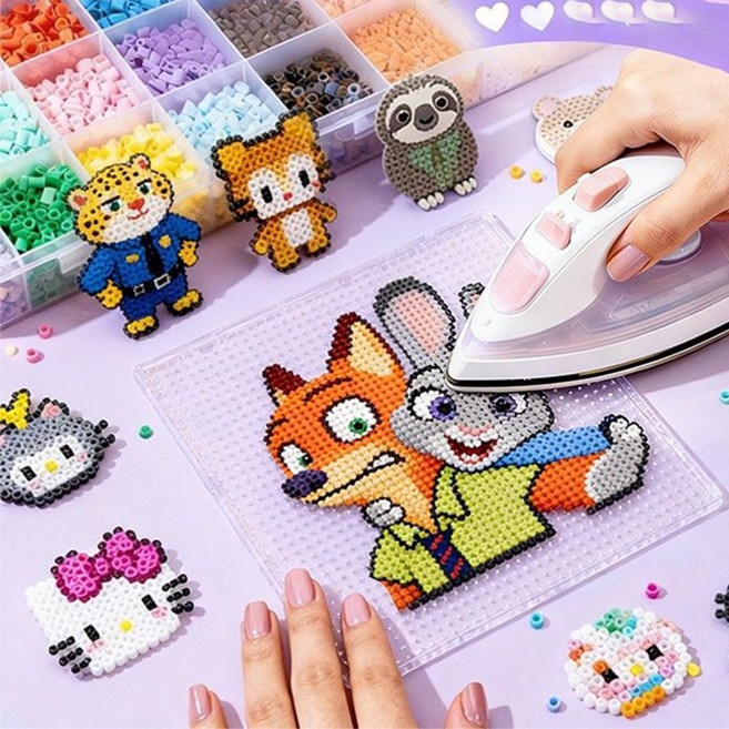 컬러비즈 세트 풀세트 캐릭터 픽셀비즈 놀이 다리미 포함, 1세트, 72컬러