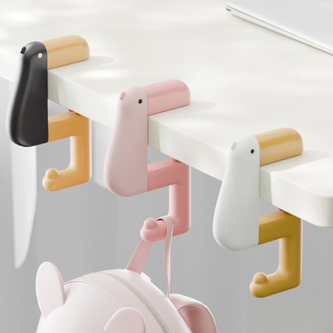 오리 책상 가방걸이 3종, 1세트, 화이트, 핑크, 블랙