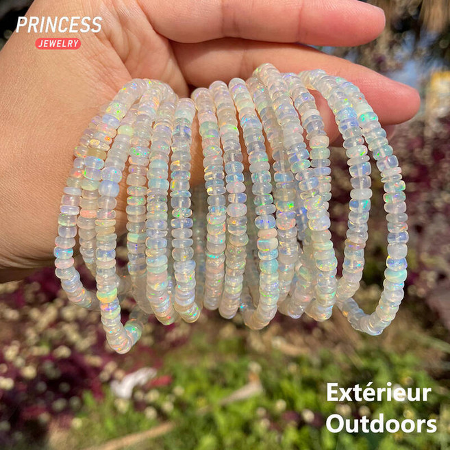 선스톤 원석 호환 천연 호주 오팔 4.55mm Rondelle 비즈 보석 만들기 또는 선물용 탄성 팔찌