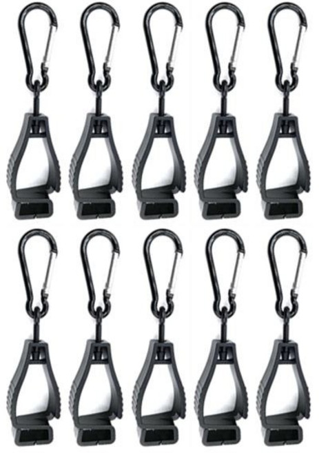 파스텔컴퍼니 카라비너 장갑집게 장갑클립 장갑걸이 등산 글러브 공구걸이 분실방지 고리, 블랙, 10개