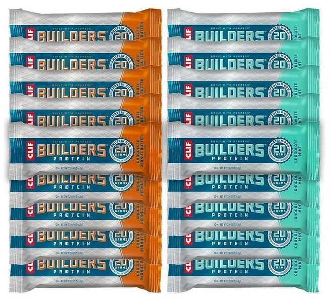 Clif Bar 클리프바 빌더스 프로틴바 버라이어티팩 초콜릿 민트 & 땅콩버터 68g, 18개 - 쿠팡