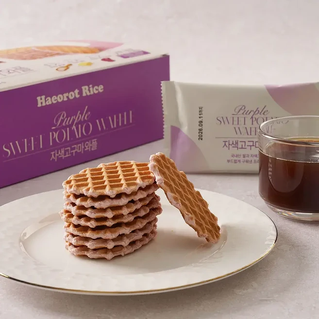 구워만든 국내산 자색고구마 무첨가 와플 어린이 간식 과자, 20개, 18g