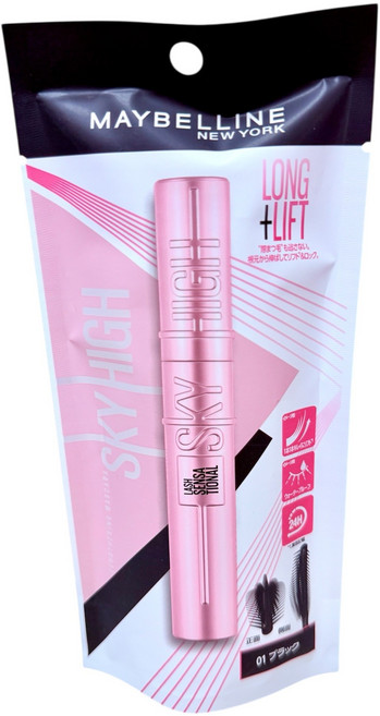 MAYBELLINE 媚比琳 SKY HIGH 飛天翹防水睫毛膏 纖長捲翹 持久不暈染, 1個, 01 ブラック