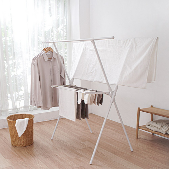 익스펜디 대형 이불 빨래건조대 튼튼한 접이식 수건 속옷 건조대, 화이트
