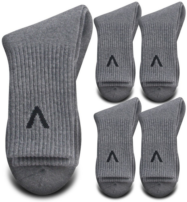 국내생산 남성용 방한 보온 고강도 ATB 두꺼운 쿠션 스포츠 작업 연사V 통파일 양말 5족묶음, 그레이, 1개
