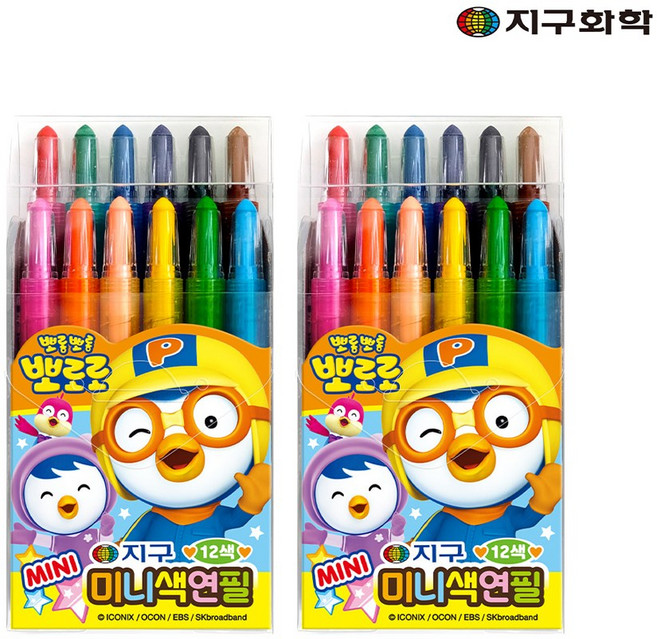 지구화학 뽀로로 미니 색연필 샤프식, 12색, 2세트