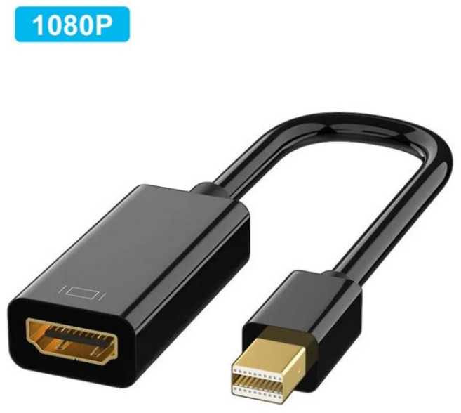 미니 DP-HDMI 호환 어댑터 케이블 4K/1080P Male-Female DisplayPort-HD 컨버터 Macbook Pro Air Mac Surface, 01 Black-1080P