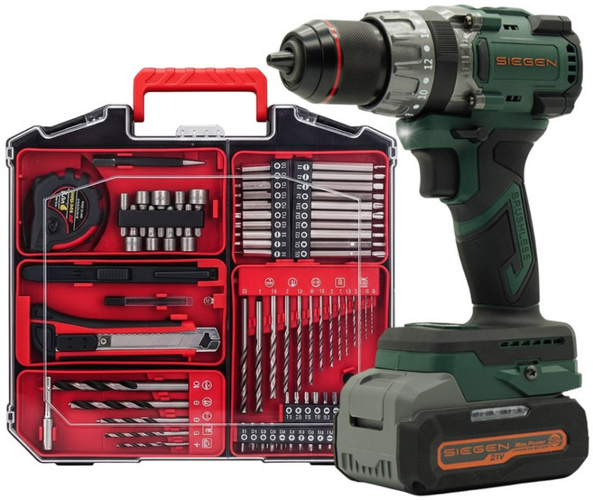 지겐 프리미엄 21V 고출력 무선 전동 드릴 85N 충전 드릴 드라이버 세트 가정용 공구세트, 1개