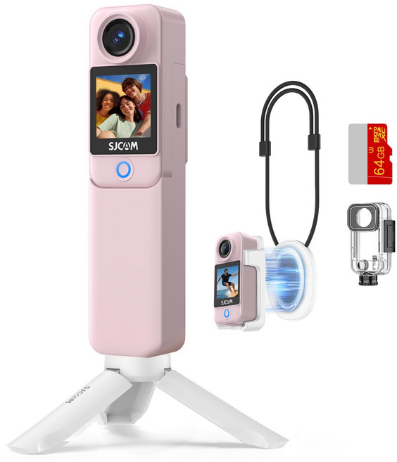 SJCAM C300 4K vlog POV 64GB 카메라 C300Pocket방수 30M7시간 지속듀얼 터치 스크린154°