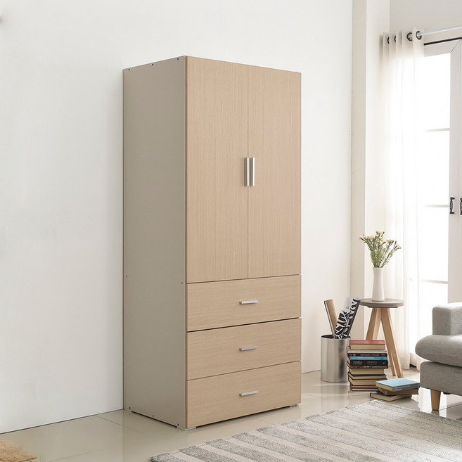 장인가구 비트 800 3단서랍 옷장 행거형, 메이플