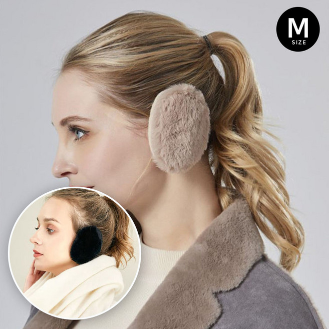 미즈코스 1+1 토끼털 페이크 퍼 끈없는 귀마개 똑딱이 분리형 딱풀이