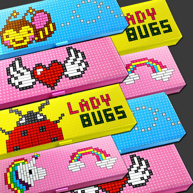 캐릭터 나노블럭 필통 필기구 파우치 케이스 하드케이스, 블럭필통01_블루돌고래