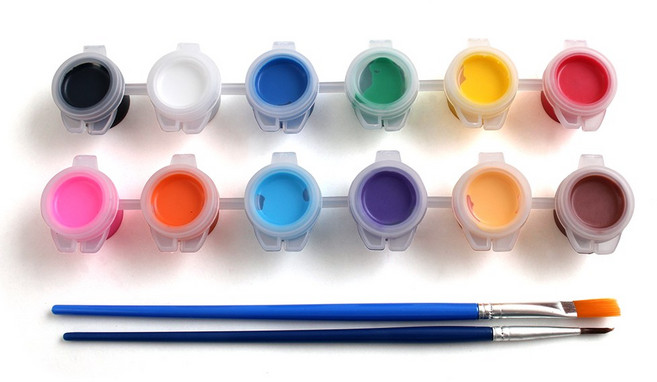 미니 아크릴 물감 12색 D세트, D세트(12색+붓2개)