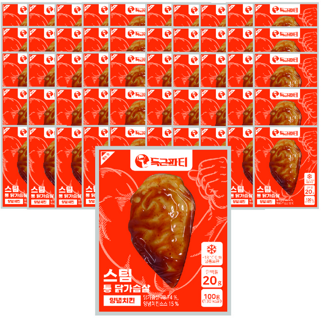 득근파티 통 닭가슴살 양념치킨, 30개, 100g