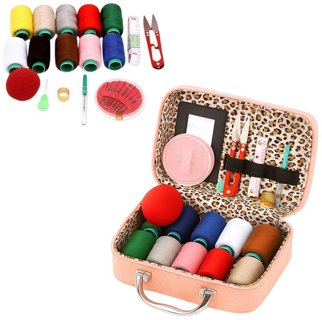 별오점 가정용 반짇고리 반짇고리 바느질 실 세트, 핑크, 1개