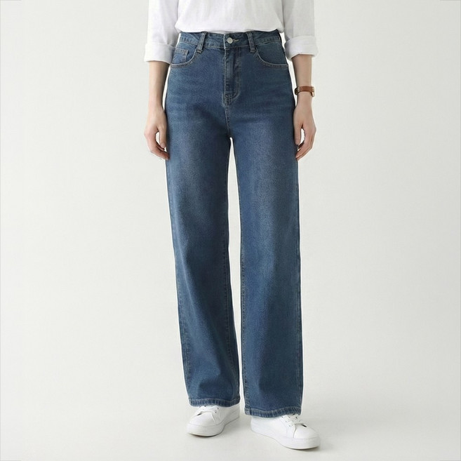 고탄력 스판 에이플심플 와이드 청바지 스판 데님 밴딩 데님