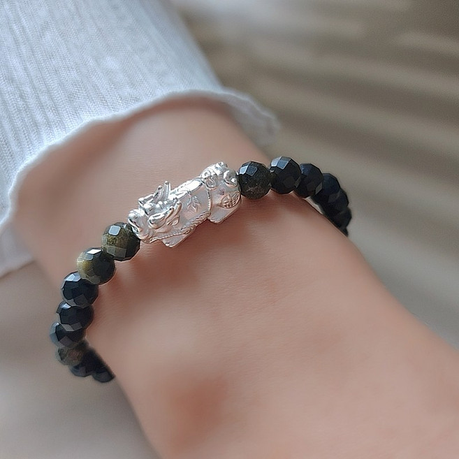 이스테리 999 비휴 흑요석 남녀공용 팔찌 재물운 성공운 삼재 액막이 승진