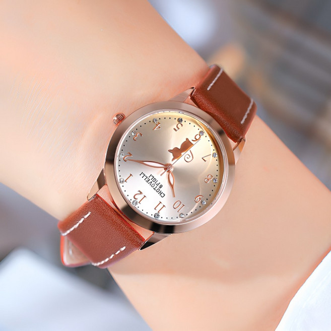 포스워백 여자 쿼츠 가죽 손목 시계
