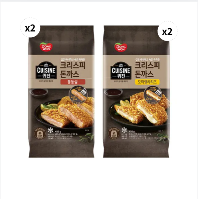 동원 퀴진 크리스피 돈까스 통등심 480g 2개 + 모짜렐라 치즈 450g 2개, 1개