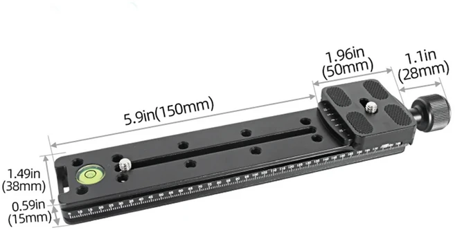 알루미늄 CNC 퀵릴리즈 플레이트 레일 노달 슬라이드 금속 클램프 어댑터 Arca 스위스 매크로 파노라마 촬, 1개