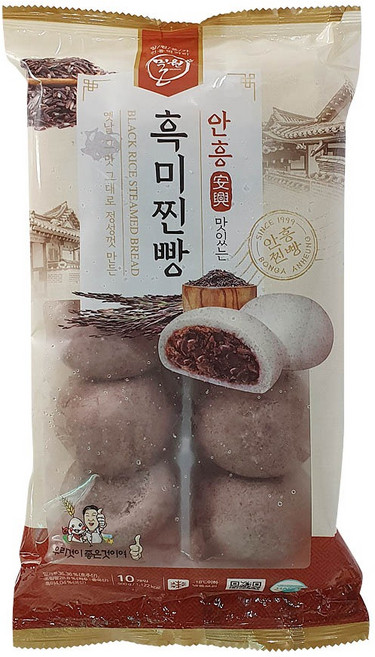 밀원본가 안흥찐빵 흑미쌀찐빵 500g (50g x 10개입) HACCP, 1개
