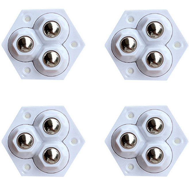 4p/8p 이동식 미니 가구 바퀴 롤러 볼캐스터 부착형 소형, 1세트, 화이트