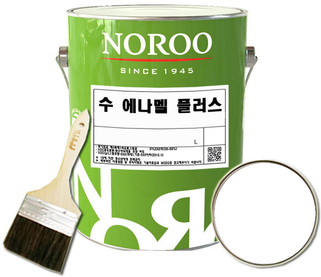 노루페인트 수 에나멜 철재 목재 페인트 기존색상 + 붓세트, 유광흰색, 1개, 1L