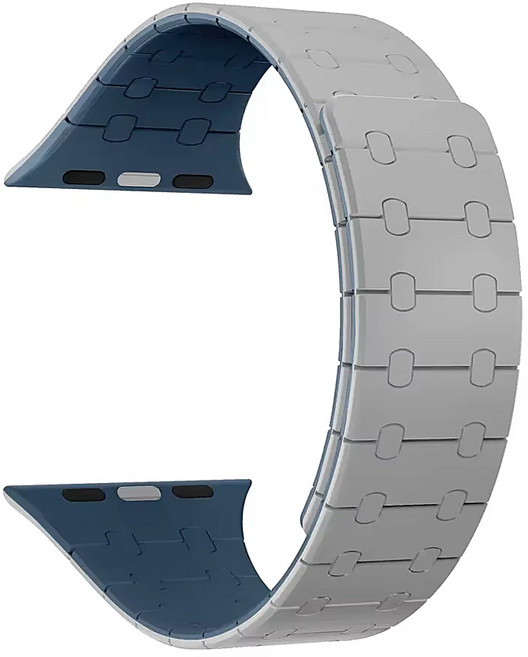 사라밴드 애플워치 호환 마그네틱 플렉스 실리콘 스트랩, 42/44/45/49mm, 그레이 + 다크 블루