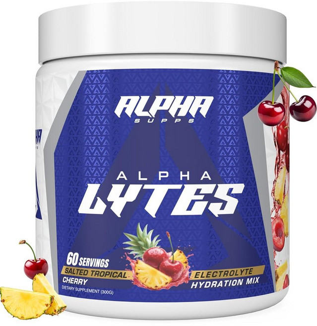 Alpha Supps Lytes 데일리 전해질 하이드레이션 드링크 믹스 파우더 무설탕 제로 칼로리 인스턴트 포뮬라 미량 미네랄 물질 포함 60회분 솔티드 트로피컬 체리 2373, 1개