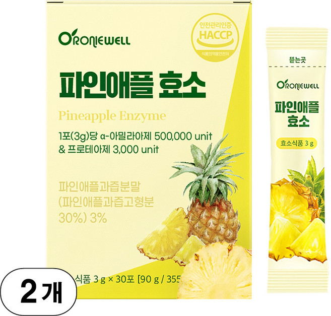 고역가수치 50만 파인애플 효소 유산균 스틱 HACCP, 2개, 30회분