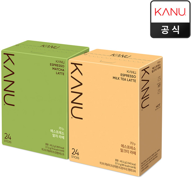 카누 에스프레소 말차 라떼 24T+에스프레소 밀크티 라떼 24T, 1, 24