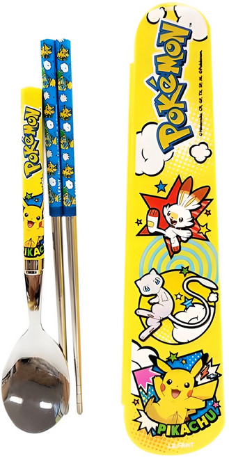 릴팡 포켓몬스터 공간효율 주니어 진공 수저 + 케이스 세트, 혼합색상, 스푼 + 젓가락 + 케이스, 1개