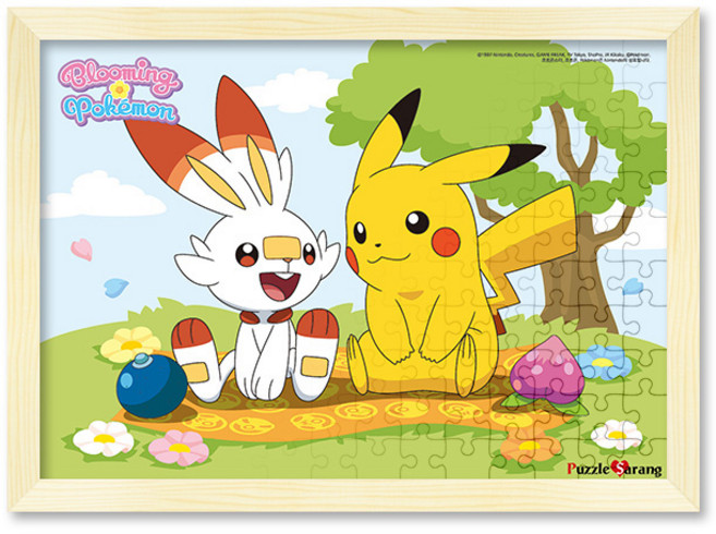 포켓몬스터 피카츄와 염버니 직소 퍼즐+액자 세트 애니메이션 150피스, 단품, 1개