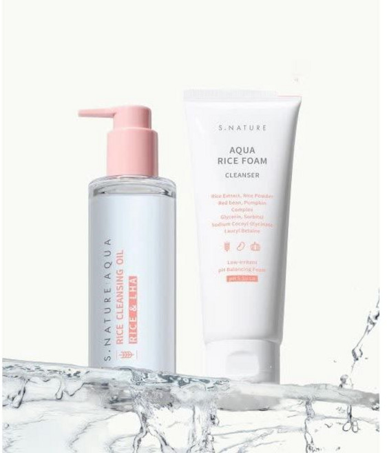 에스네이처 아쿠아 라이스 클렌징오일 200ml 약산성 클렌징 폼 80ml, NONE, 1