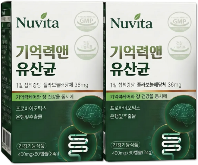 (12통구매시 여에스더 뇌 유산균 nk4146 사은품증정) 식약청인증 기억력앤 장 유산균, 2개, 60정