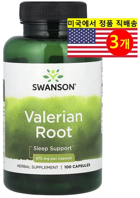 Swanson 발레리안 뿌리 추출 475mg Valerian Root, 3개, 100정 - 쿠팡