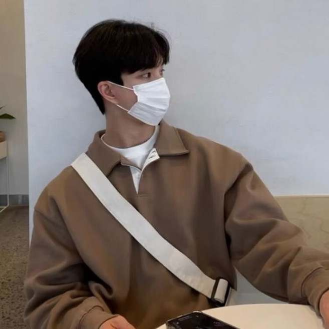 Novastar 남성 맨투맨 빅 사이즈 캐주얼 루즈핏 카라 맨투맨