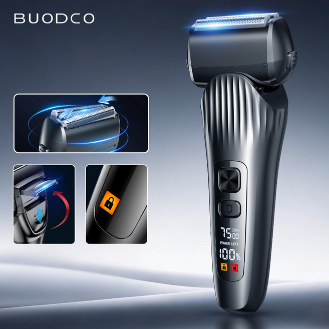 BUODCO 전기면도기 일자형 헤드 3중날 여행용 휴대용 면도 C타입 남성 선물 추천, 블랙, TX-03