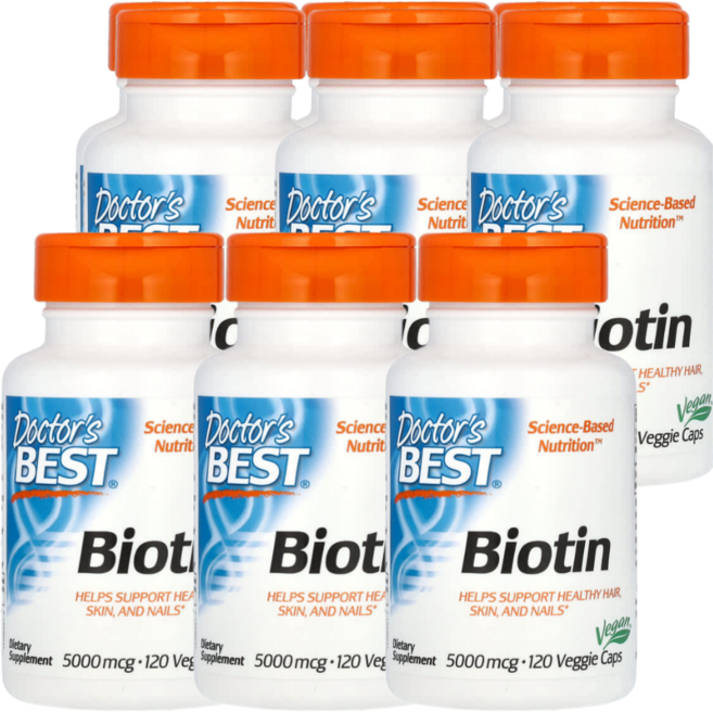 닥터스 베스트 비오틴 5000 mcg 120 베지캡슐, 120정, 6개
