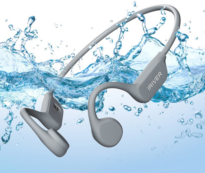아이리버 IB-GX7 수영 골전도 오픈형 무선 블루투스 6.0 이어폰 내장 MP3 32GB IPX8 완전방수 마그네틱 충전, 그레이