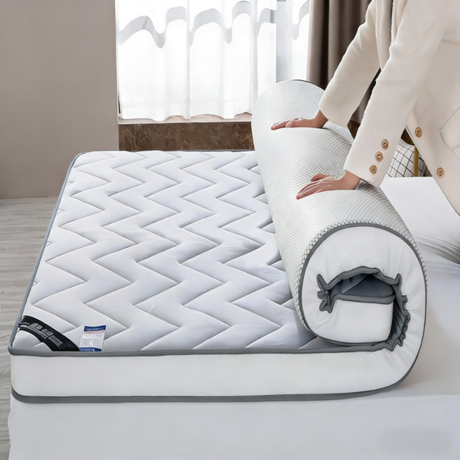 記憶乳膠床墊 柔軟舒適, 抗菌款-波浪-諳灰色【厚度8公分】,150*190公分（雙人標準）